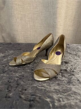 Bandolino Metallic Gold Open-Toe Heels